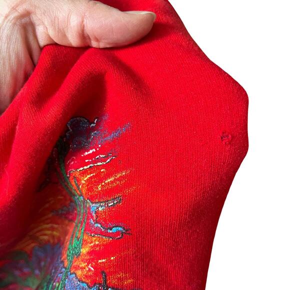 Vintage Hanes Ultimate Cotton XL Red Graphic Sweatshirt Desert Cactus Print - Picture 4 of 6